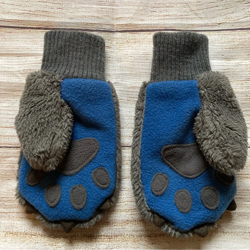 baby Gap Sherpa Fleece Paw Mittens Size Medium / Large